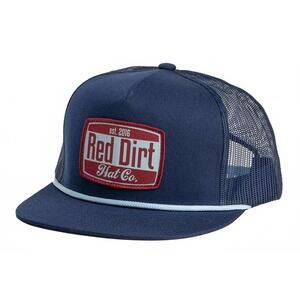 NEW RED DIRT HAT COMPANY men's howdy patch 5 panel flat trucker rope cap in navy